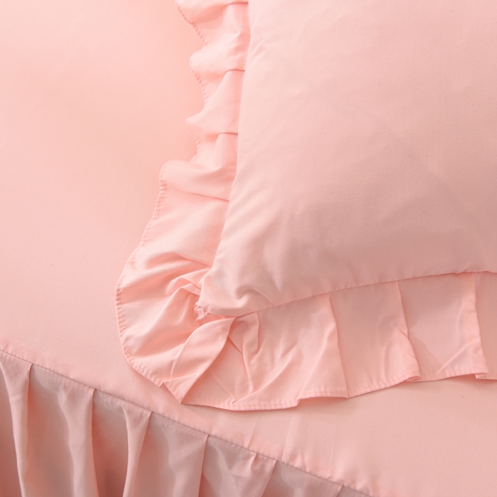 91家纺网 家纺一手货源 找家纺 欧冠 2022新款潮系列爱巢款床裙款刺绣四件套 粉玉