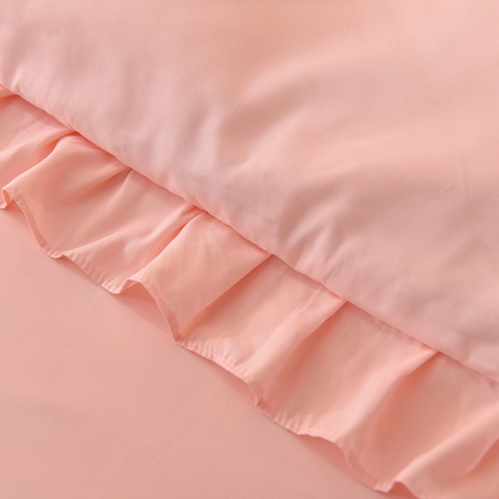 91家纺网 家纺一手货源 找家纺 欧冠 2022新款潮系列爱巢款床裙款刺绣四件套 粉玉