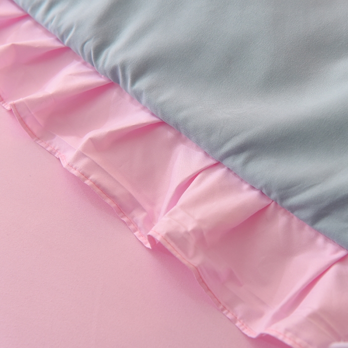 91家纺网 家纺一手货源 找家纺 欧冠 2022新款潮系列爱巢款床裙款刺绣四件套 兰粉