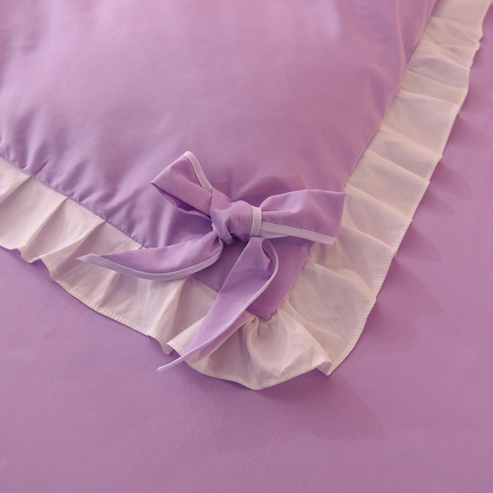 91家纺网 家纺一手货源 找家纺 欧冠 2022新款潮系列爱巢款床裙款刺绣四件套 浅紫