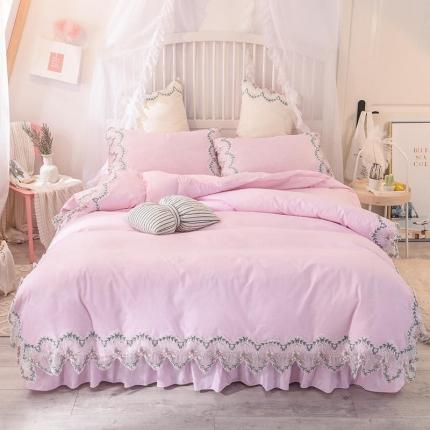 91家纺网 家纺一手货源 找家纺 (总)欧冠 2022新款韩版水洗棉蕾丝玫瑰秘密系列四件套