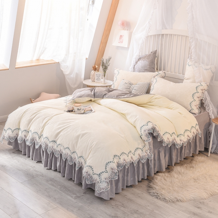 91家纺网 家纺一手货源 找家纺 (总)欧冠 2022新款韩版水洗棉蕾丝玫瑰秘密系列四件套