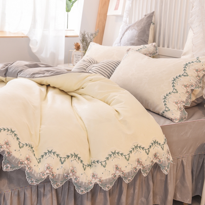 91家纺网 家纺一手货源 找家纺 (总)欧冠 2022新款韩版水洗棉蕾丝玫瑰秘密系列四件套