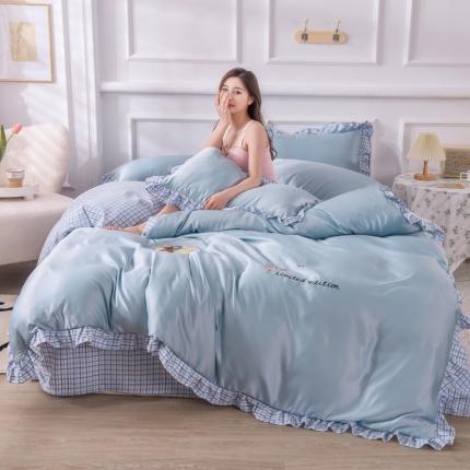 (总)欧冠 2022新款水洗真丝加水洗棉刺绣幸福花系列四件套