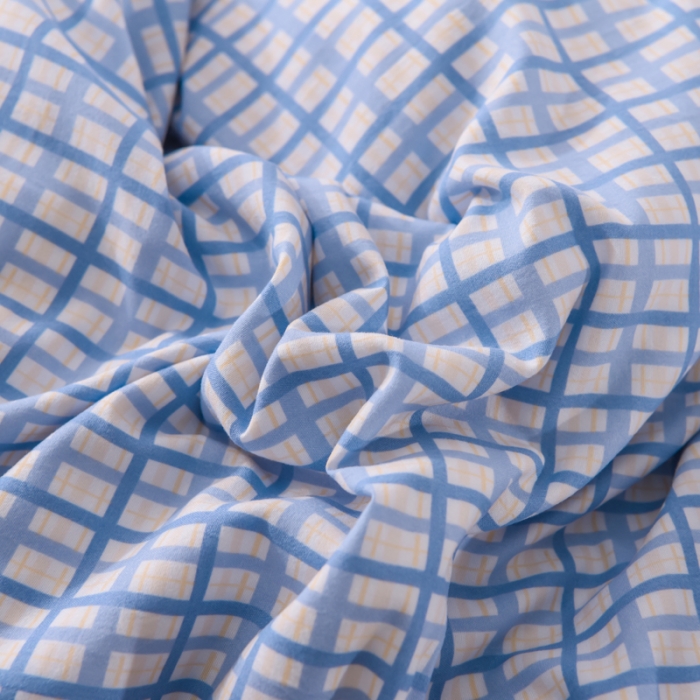 91家纺网 家纺一手货源 找家纺 欧冠 2022新款水洗真丝加水洗棉刺绣幸福花系列四件套 幸福花-冰蓝