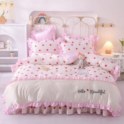 91家纺网 家纺一手货源 找家纺 (总)欧冠 2022新款水洗真丝床裙款刺绣印花四件套