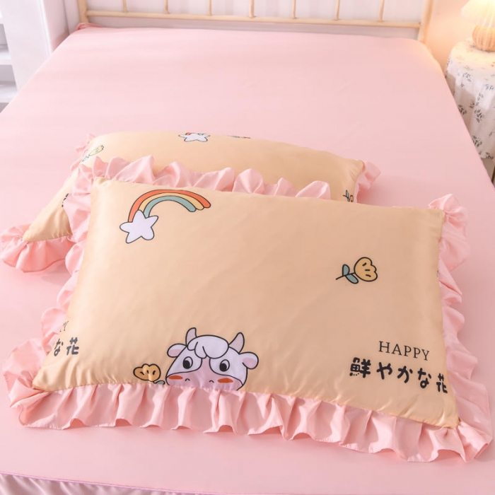 91家纺网 家纺一手货源 找家纺 欧冠 2022新款水洗真丝床裙款刺绣印花四件套 小奶牛