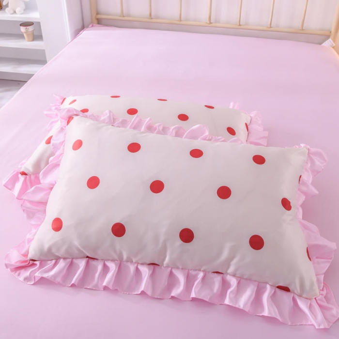 91家纺网 家纺一手货源 找家纺 欧冠 2022新款水洗真丝床裙款刺绣印花四件套 小圆点