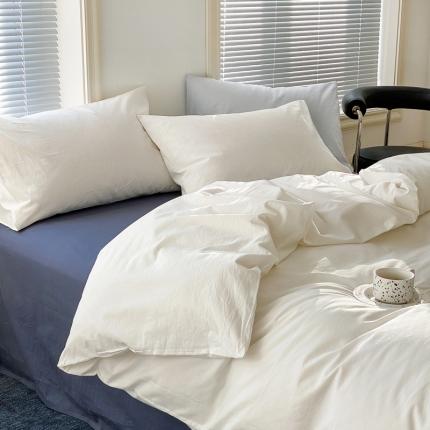 北欧风ins纯棉水洗棉床四件套全棉简约被套床单上三件套床笠