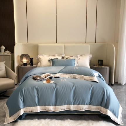 91家纺网 家纺一手货源 找家纺 馨蕊 2022春夏新品100支双股长绒棉高定系列-安迪 爱慕蓝