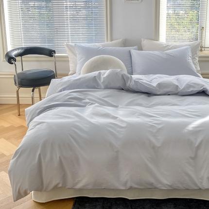 北欧风ins纯棉水洗棉床四件套全棉简约被套床单上三件套床笠