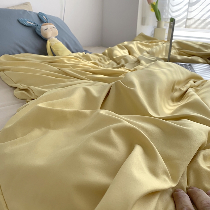 91家纺网 家纺一手货源 找家纺 曼谷新款美棉磨毛纯色系带蝴蝶结四件套 布丁奶茶海盐（系带款）