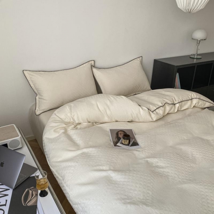 91家纺网 家纺一手货源 找家纺 (总)金丝鸟2023新款A类60支全棉水洗棉华夫格系列四件套