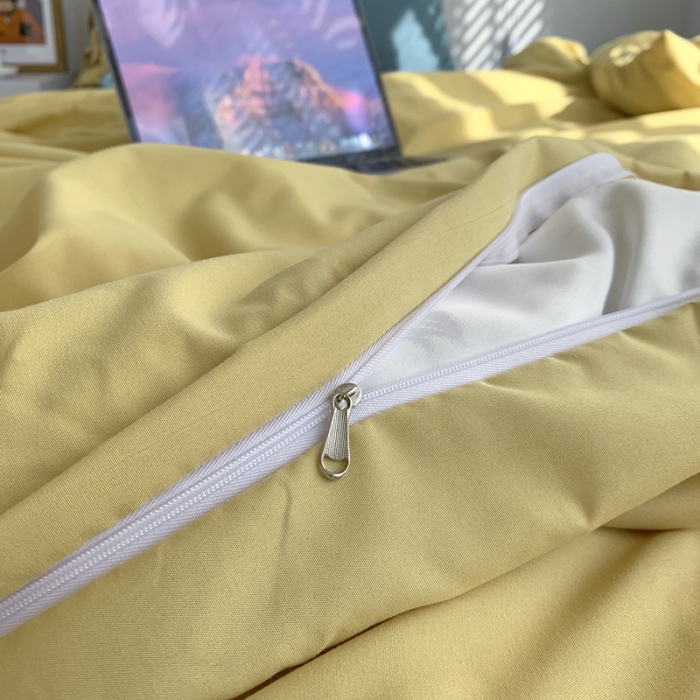 91家纺网 家纺一手货源 找家纺 曼谷家纺 新款美棉磨毛纯色系带混搭拼色蝴蝶结四件套 布丁月影兰（系带款）