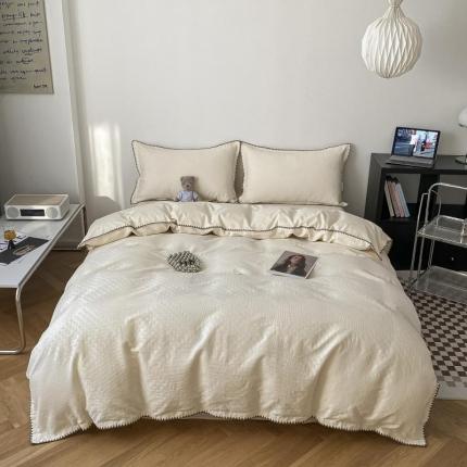 金丝鸟 2023新款A类60支全棉水洗棉华夫格系列四件套 拉夫格 白