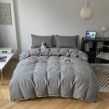 金丝鸟 2023新款A类60支全棉水洗棉华夫格系列四件套 拉夫格 灰