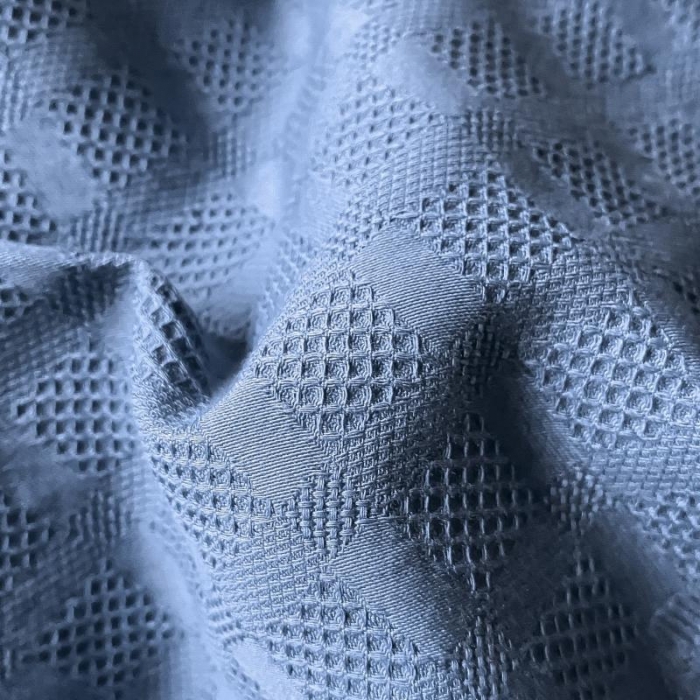 91家纺网 家纺一手货源 找家纺 金丝鸟 2023新款A类60支全棉水洗棉华夫格系列四件套 拉夫格 蓝