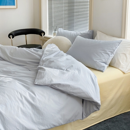 91家纺网 家纺一手货源 找家纺 北欧风素色纯棉水洗棉床四件套全棉新品被套床宿舍三件套床笠