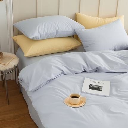 91家纺网 家纺一手货源 找家纺 北欧风素色纯棉水洗棉床四件套全棉新品被套床宿舍三件套床笠