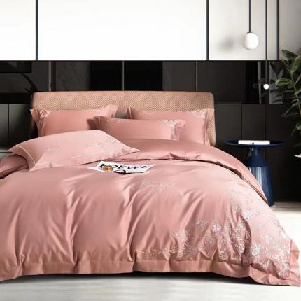 91家纺网 家纺一手货源 找家纺 玖玖爱家纺 2022新款四件套花香雨露 花香雨露豆沙