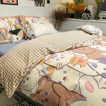 91家纺网 家纺一手货源 找家纺 HL原创 2022春夏新款13070全棉40支四件套 喵星人