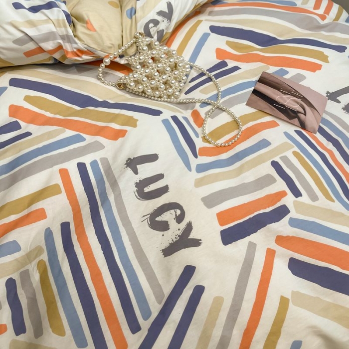 91家纺网 家纺一手货源 找家纺 HL原创 2022春夏新款13070全棉40支四件套五彩斑斓