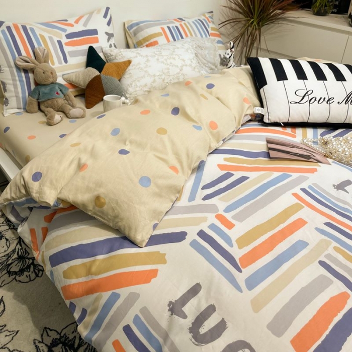 91家纺网 家纺一手货源 找家纺 HL原创 2022春夏新款13070全棉40支四件套五彩斑斓