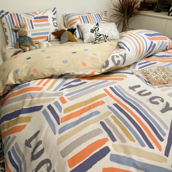 91家纺网 家纺一手货源 找家纺 HL原创 2022春夏新款13070全棉40支四件套五彩斑斓