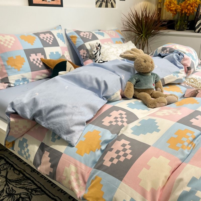 91家纺网 家纺一手货源 找家纺 HL原创 2022春夏新款13070全棉40支四件套遐想空间