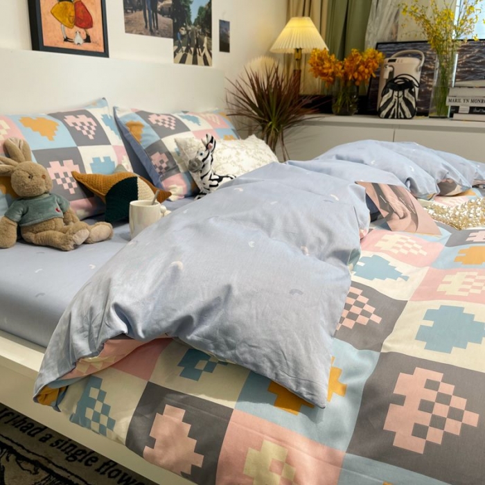 91家纺网 家纺一手货源 找家纺 HL原创 2022春夏新款13070全棉40支四件套遐想空间