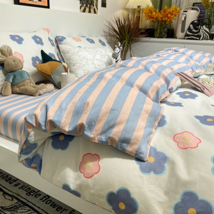 91家纺网 家纺一手货源 找家纺 HL原创 2022春夏新款13070全棉40支四件套 小兰花