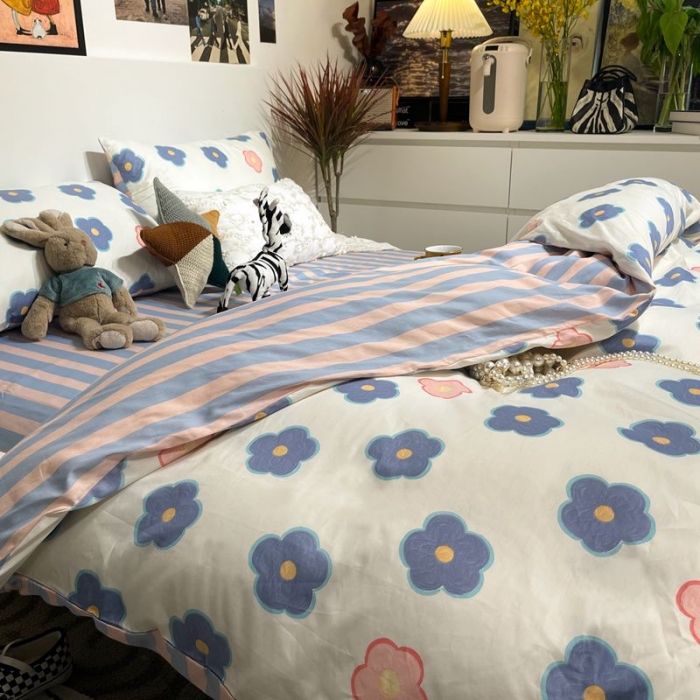 91家纺网 家纺一手货源 找家纺 HL原创 2022春夏新款13070全棉40支四件套 小兰花