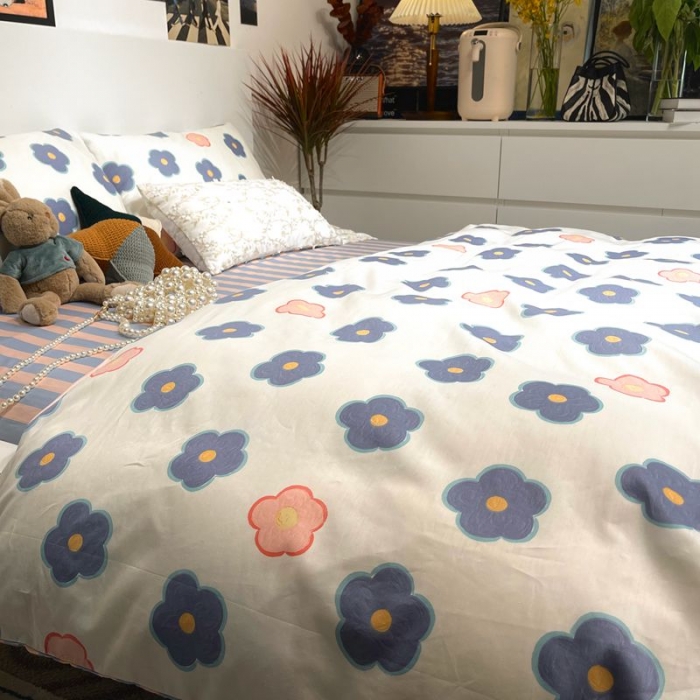 91家纺网 家纺一手货源 找家纺 HL原创 2022春夏新款13070全棉40支四件套 小兰花