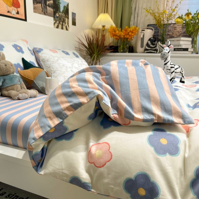 91家纺网 家纺一手货源 找家纺 HL原创 2022春夏新款13070全棉40支四件套 小兰花