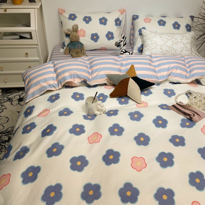 91家纺网 家纺一手货源 找家纺 HL原创 2022春夏新款13070全棉40支四件套 小兰花