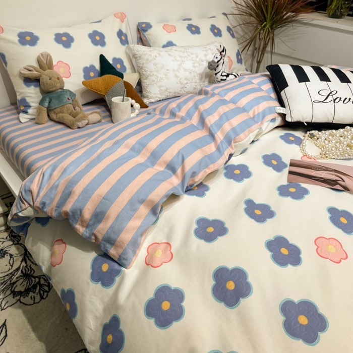 91家纺网 家纺一手货源 找家纺 HL原创 2022春夏新款13070全棉40支四件套 小兰花