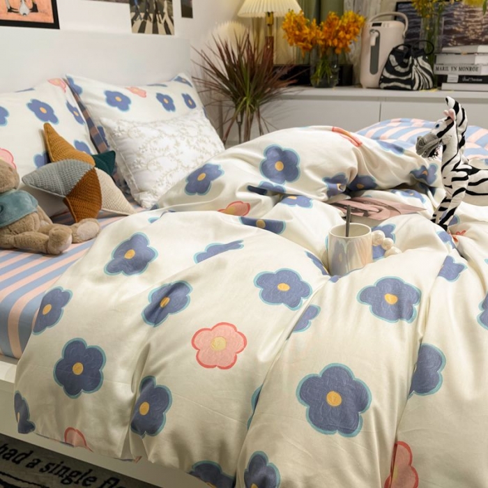 91家纺网 家纺一手货源 找家纺 HL原创 2022春夏新款13070全棉40支四件套 小兰花