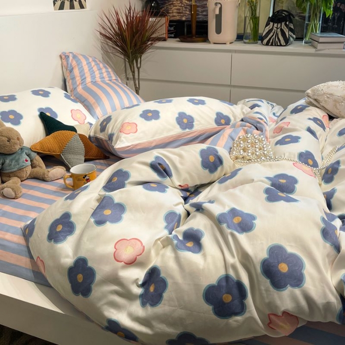 91家纺网 家纺一手货源 找家纺 HL原创 2022春夏新款13070全棉40支四件套 小兰花