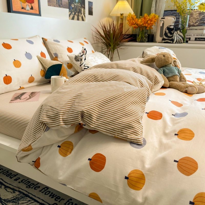 91家纺网 家纺一手货源 找家纺 HL原创 2022春夏新款13070全棉40支四件套 小南瓜