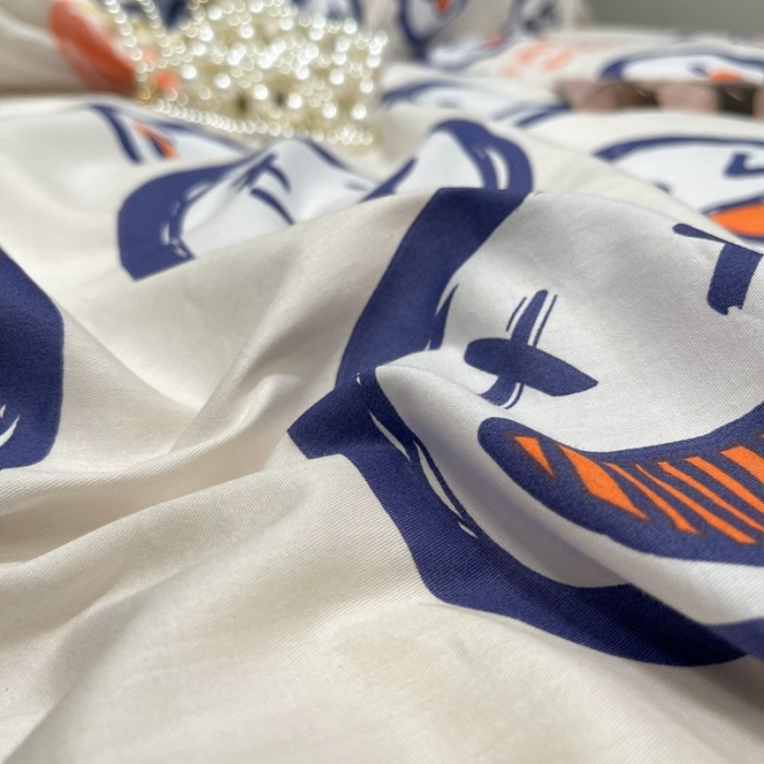 91家纺网 家纺一手货源 找家纺 HL原创 2022春夏新款13070全棉40支四件套 笑脸