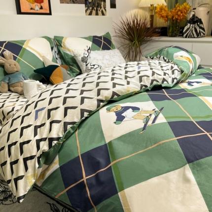 91家纺网 家纺一手货源 找家纺 HL原创 2022春夏新款13070全棉40支四件套 熊先生