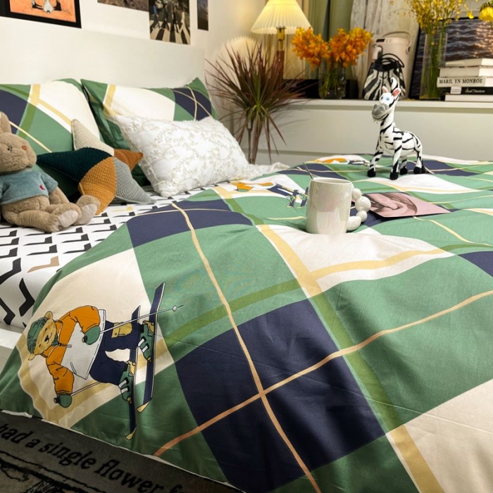 91家纺网 家纺一手货源 找家纺 HL原创 2022春夏新款13070全棉40支四件套 熊先生