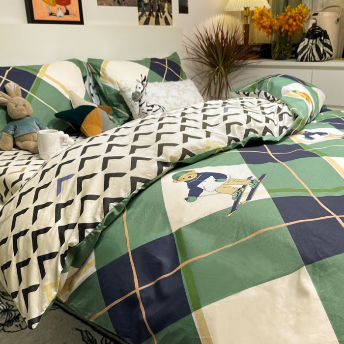 91家纺网 家纺一手货源 找家纺 HL原创 2022春夏新款13070全棉40支四件套 熊先生