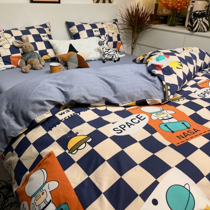 91家纺网 家纺一手货源 找家纺 HL原创 2022春夏新款13070全棉40支四件套 宇航员