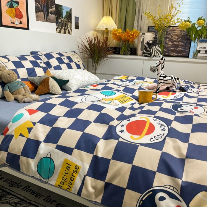 91家纺网 家纺一手货源 找家纺 HL原创 2022春夏新款13070全棉40支四件套 宇航员