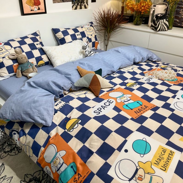 91家纺网 家纺一手货源 找家纺 HL原创 2022春夏新款13070全棉40支四件套 宇航员