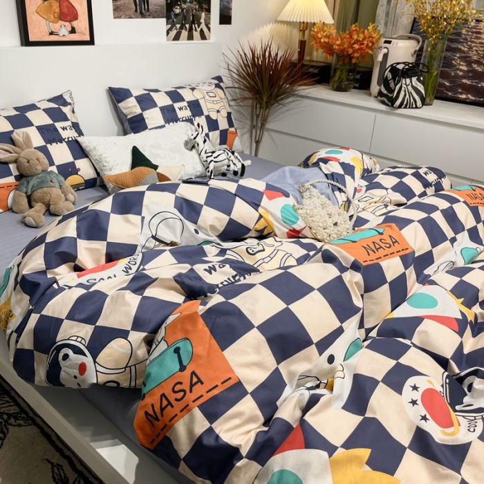 91家纺网 家纺一手货源 找家纺 HL原创 2022春夏新款13070全棉40支四件套 宇航员