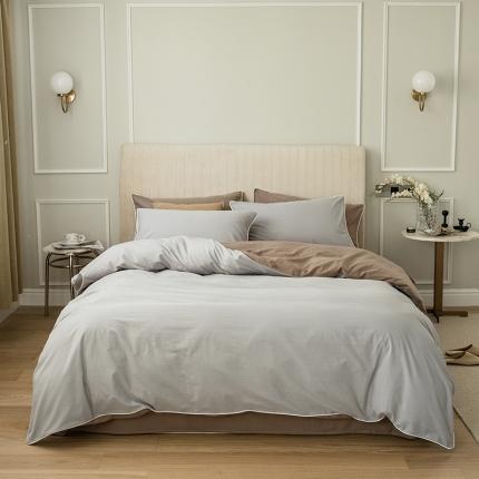 91家纺网 家纺一手货源 找家纺 （总）万盛家纺 2025新款全棉纯棉水洗棉拼色款四件套