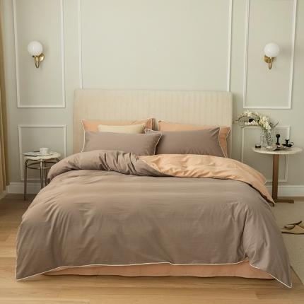 91家纺网 家纺一手货源 找家纺 （总）万盛家纺 2025新款全棉纯棉水洗棉拼色款四件套