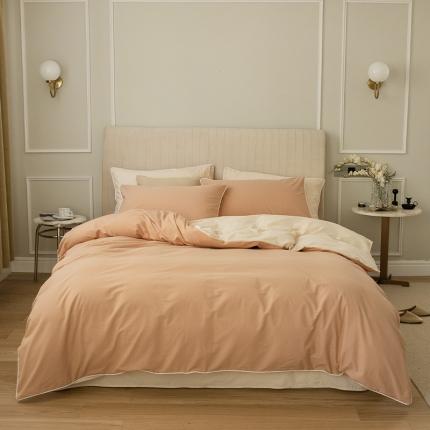 91家纺网 家纺一手货源 找家纺 （总）万盛家纺 2025新款全棉纯棉水洗棉拼色款四件套